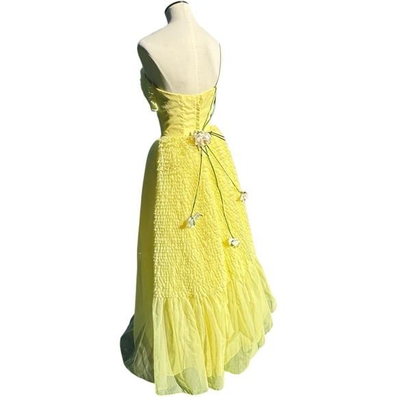 Vintage 1950s Lemon Chiffon Prom Dress Yellow Cupcake Dream Vegas‎ Wedding Small - Picture 2 of 16